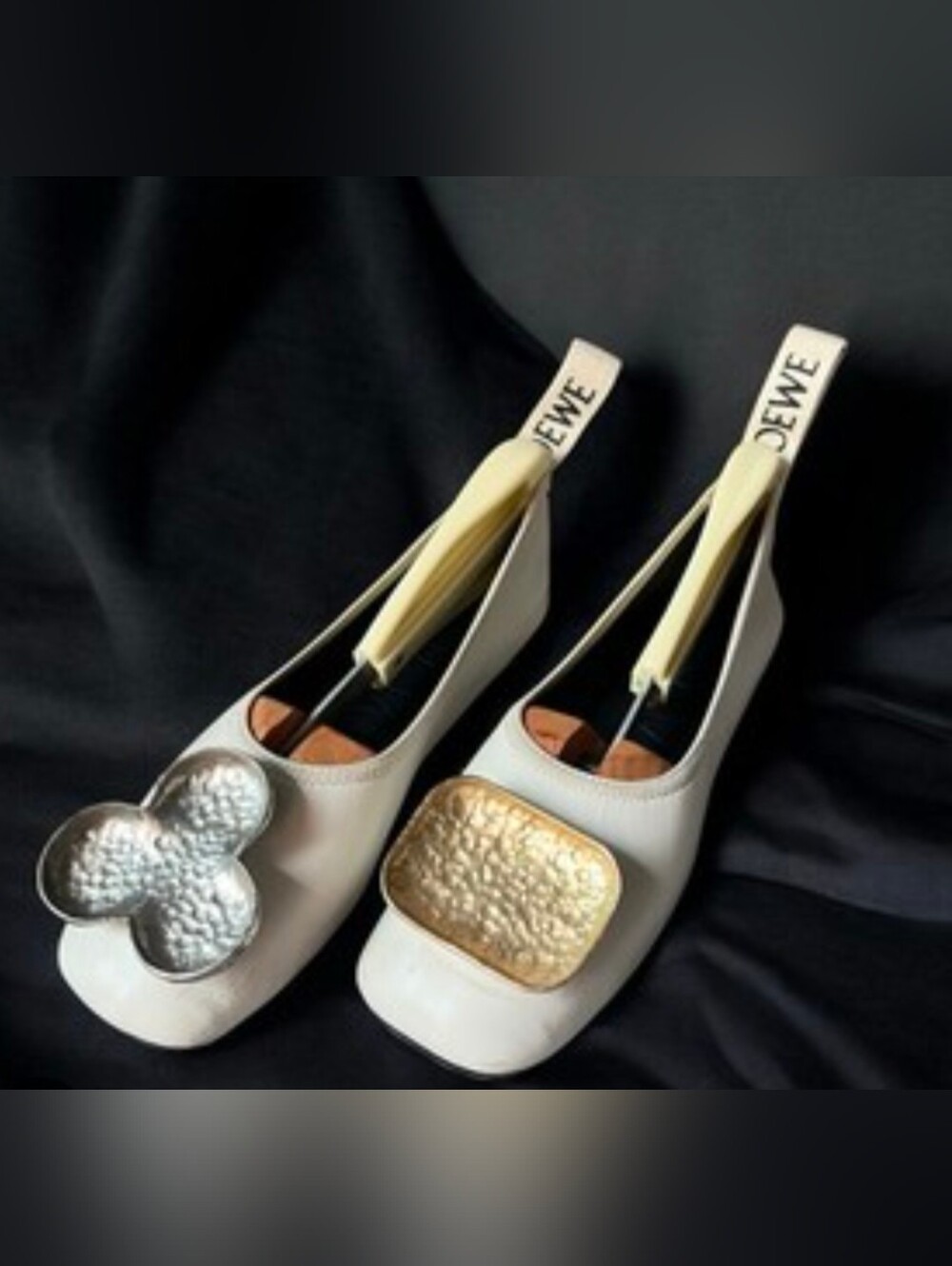 Loewe White Shamrock Ballerina Flats